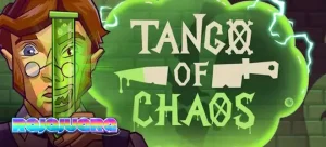 Tampilan visual laboratorium futuristik dalam slot Tango of Chaos